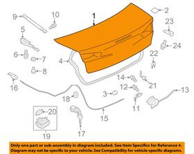 5920a060 Mitsubishi Used Deck Lid Fits 2015 Lancer Sedan Without Turbo With Spoiler Passive
