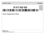 Genuine Bmw Cover, Registration Plate 51-11-7-163-150 New. Fixed Price $61.02.