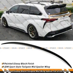 For 2021-26 Toyota Sienna Jdm Sport Gloss Black Tailgate Trunk Mid Wing Spoiler. Fixed Price $129.99.