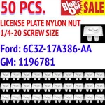 License Plate Nylon Nut 1/4-20 Screw Size Gm 1196781 , Ford 6C3Z-17A386-AA 50PC. Fixed Price $7.19.