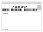 Genuine Bmw Trunk Lid 41-62-9-063-167 New. Fixed Price $312.53.